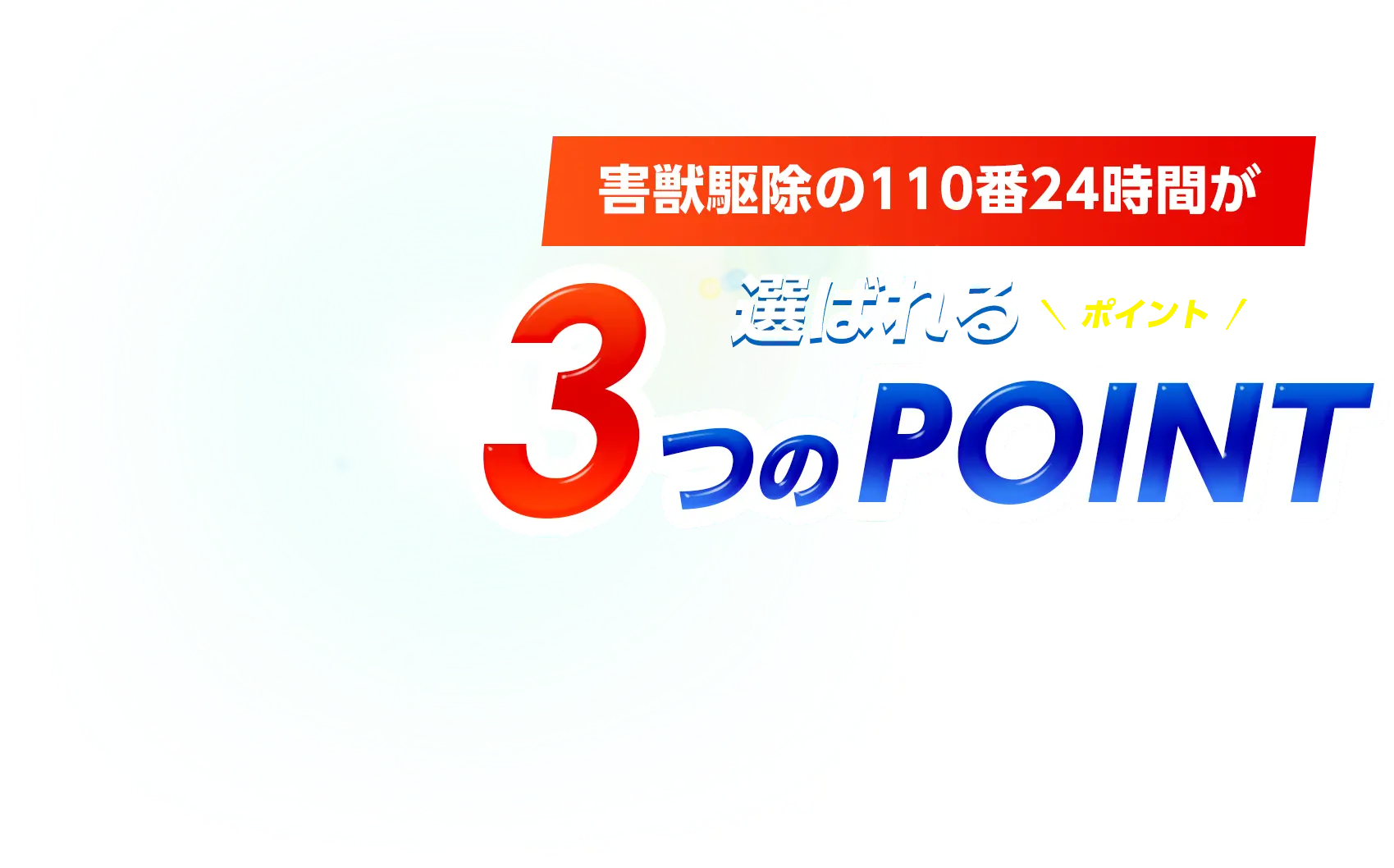 害獣駆除の110番24時間が選ばれる3つのポイント